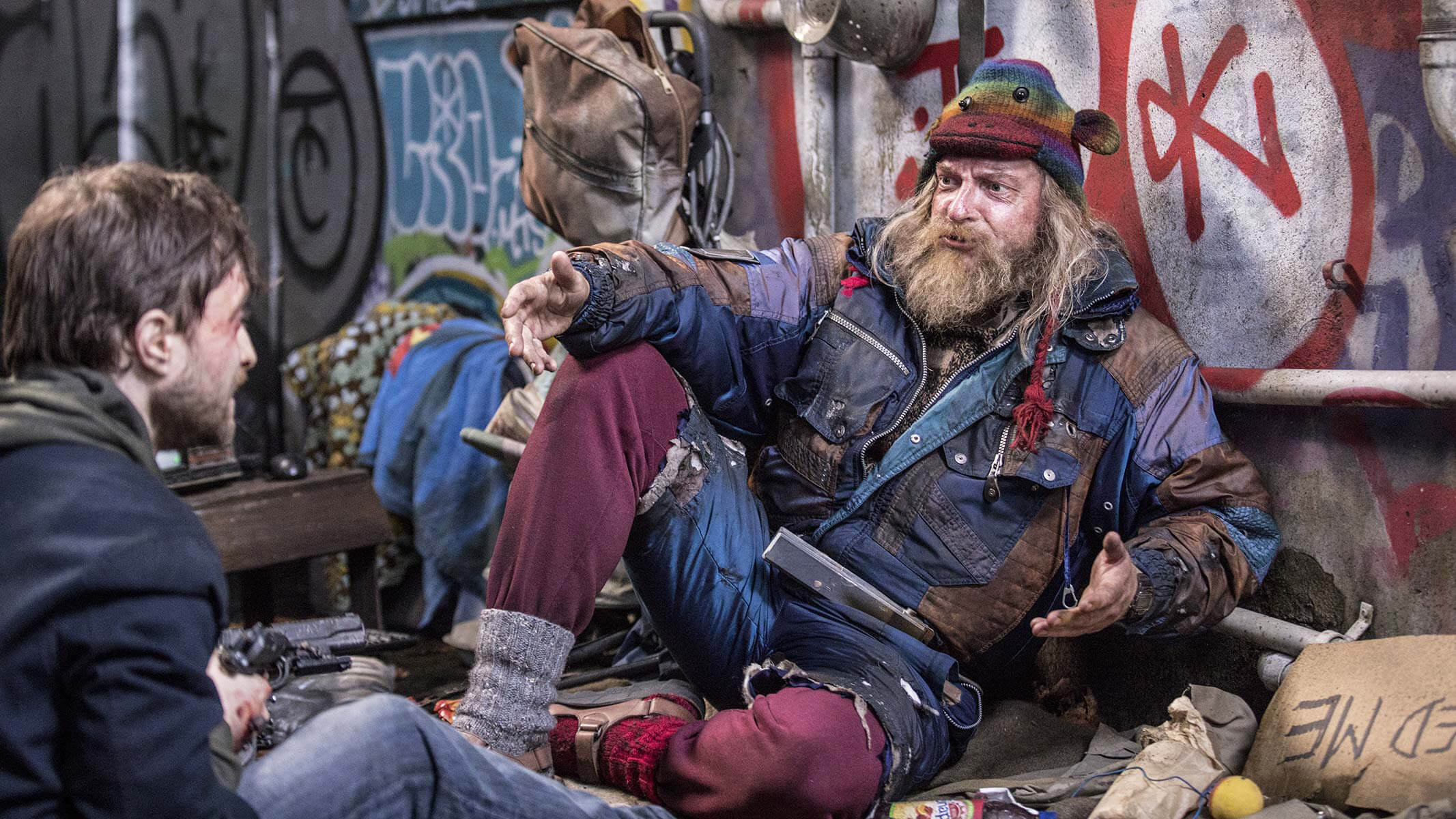 Rhys Darby in Guns Akimbo. Image: supplied.